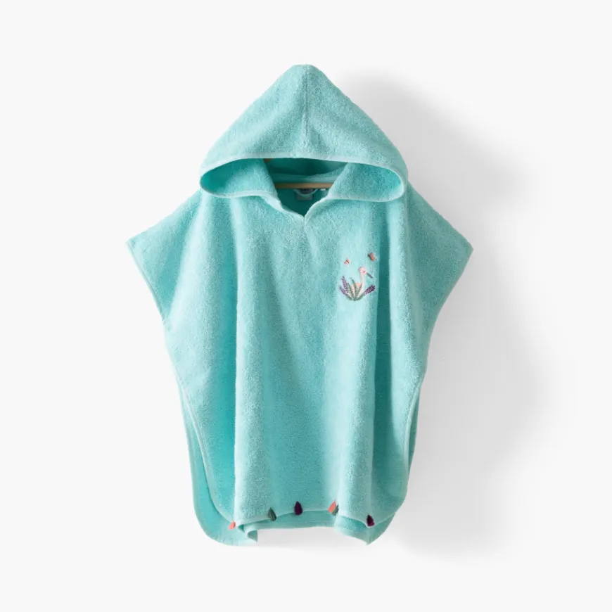 Ponchos|Carré Blanc Poncho coton Aruba celadon