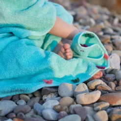 Ponchos|Carré Blanc Poncho coton Aruba celadon