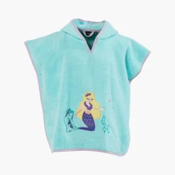 Ponchos|Carré Blanc Poncho enfant coton à capuche Calliopé lagon