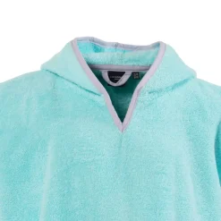 Ponchos|Carré Blanc Poncho enfant coton à capuche Calliopé lagon