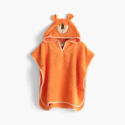 Ponchos|Carré Blanc Poncho enfant coton bio à capuche Safari