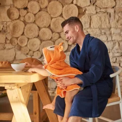 Ponchos|Carré Blanc Poncho enfant coton bio à capuche Safari