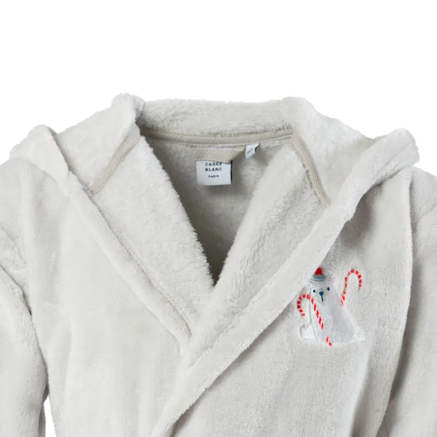 Robes De Chambre|Carré Blanc Robe de chambre bébé polaire à capuche Artica perle
