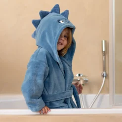 Robes De Chambre|Carré Blanc Robe de chambre enfant polaire Happyful Bleu céleste