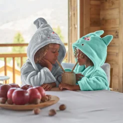 Robes De Chambre|Carré Blanc Robe de chambre enfant polaire à capuche Beachful lagon