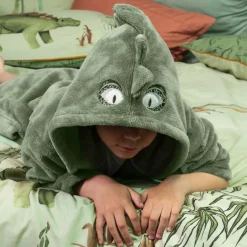 Robes De Chambre|Carré Blanc Robe de chambre enfant polaire à capuche Dinotopi vert feuille
