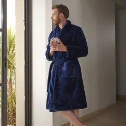 Coffrets Cadeaux|Robe De Chambre Homme|Carré Blanc Robe de chambre polaire homme Gabriel marine