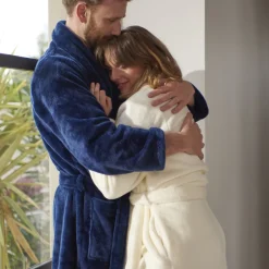 Coffrets Cadeaux|Robe De Chambre Homme|Carré Blanc Robe de chambre polaire homme Gabriel marine