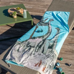 La Plage|Carré Blanc Sac de plage imprimé Dinotopi