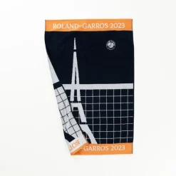 La Plage|Carré Blanc Serviette de plage joueur•se coton bio Roland-Garros 2023 marine