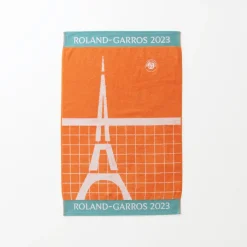 La Plage|Carré Blanc Serviette de plage joueur•se coton bio Roland-Garros 2023 terre battue