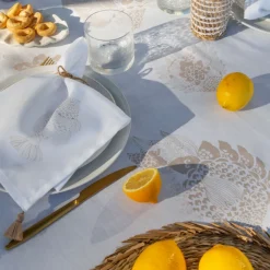Serviettes De Table|Carré Blanc Serviette de table coton Mykonos blanc