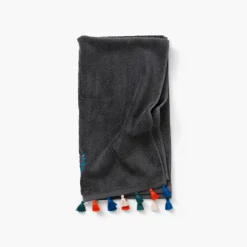 Serviettes De Toilette|Carré Blanc Serviette de toilette bouclette de coton Balata anthracite