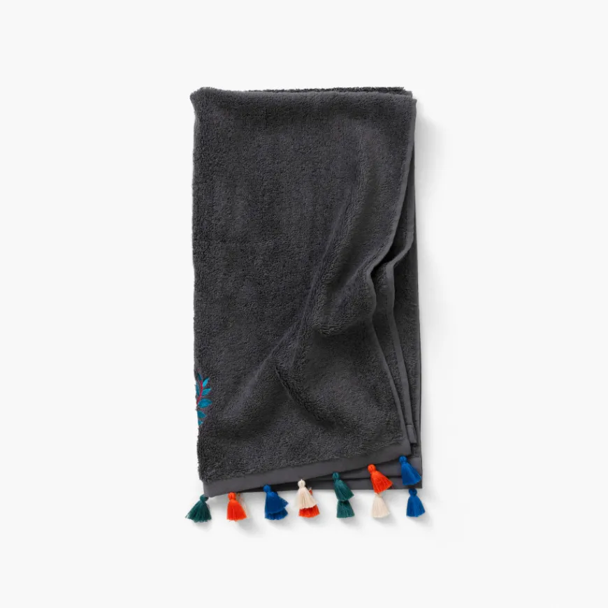 Serviettes De Toilette|Carré Blanc Serviette de toilette bouclette de coton Balata anthracite