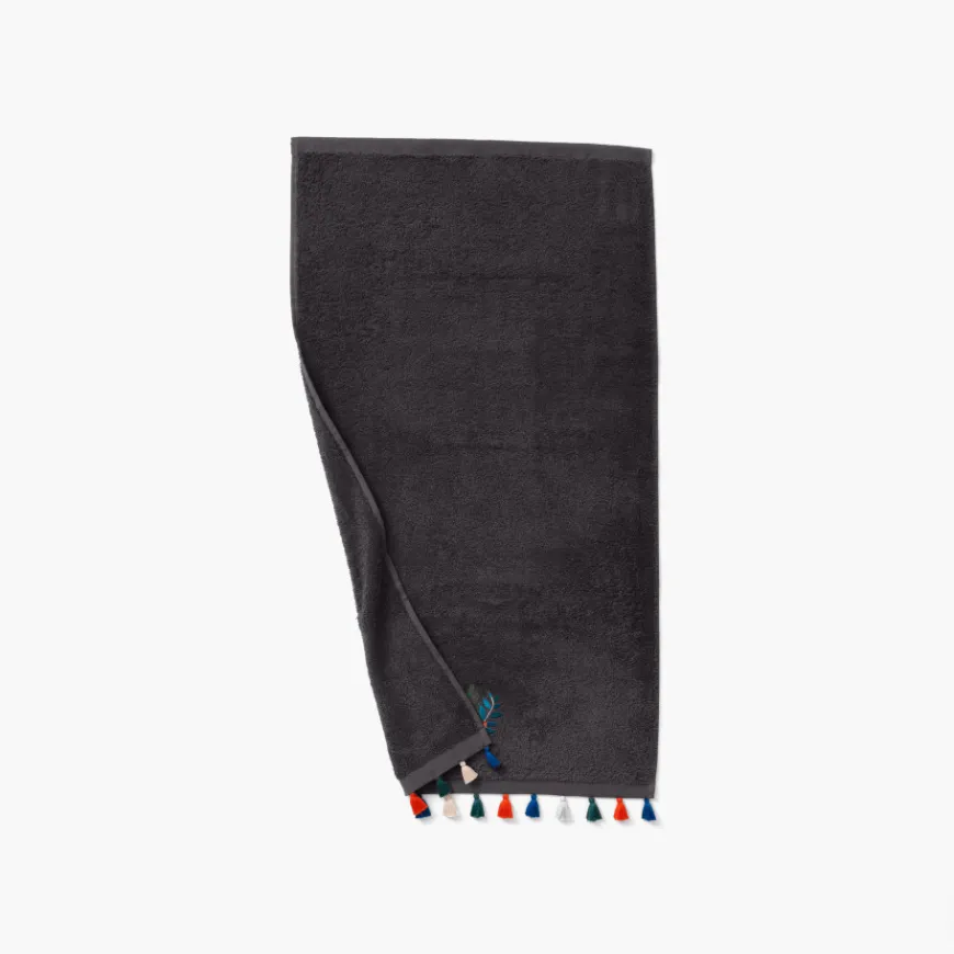 Serviettes De Toilette|Carré Blanc Serviette de toilette bouclette de coton Balata anthracite