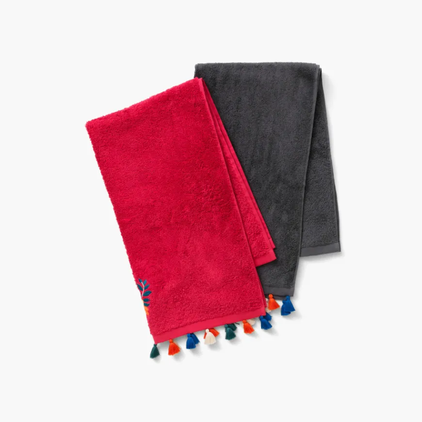 Serviettes De Toilette|Carré Blanc Serviette de toilette bouclette de coton Balata anthracite