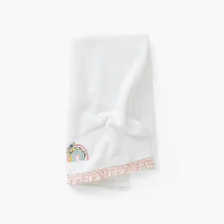 Serviettes De Toilette|Carré Blanc Serviette de toilette brodée coton bio Rêve d'or blanc
