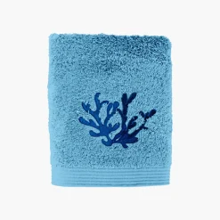 Serviettes De Toilette|Carré Blanc Serviette de toilette coton et viscose de bambou Abysse bleu