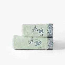 Serviettes De Toilette|Carré Blanc Serviette de toilette coton bio Dandine vert d'eau