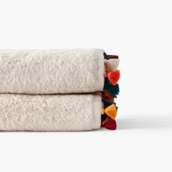 Serviettes De Toilette|Carré Blanc Serviette de toilette coton Eclats naturel