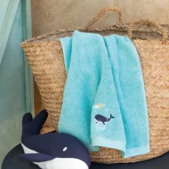 Serviettes De Toilette|Carré Blanc Serviette de toilette coton Atlantis lagon