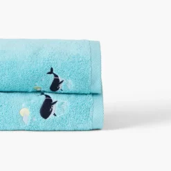 Serviettes De Toilette|Carré Blanc Serviette de toilette coton Atlantis lagon