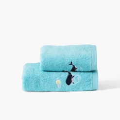 Serviettes De Toilette|Carré Blanc Serviette de toilette coton Atlantis lagon