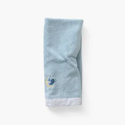 Serviettes De Toilette|Carré Blanc Serviette de toilette coton bio Illumine bleu polaire