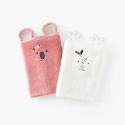 Serviettes De Toilette|Nouveautés Bébénew|Carré Blanc Serviette de toilette coton Xmasful ivoire