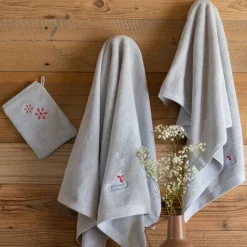 Serviettes De Toilette|Carré Blanc Serviette de toilette coton Artica perle
