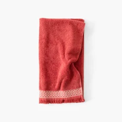 Serviettes De Toilette|Carré Blanc Serviette de toilette coton Villasol terracotta