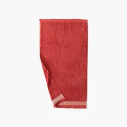 Serviettes De Toilette|Carré Blanc Serviette de toilette coton Villasol terracotta