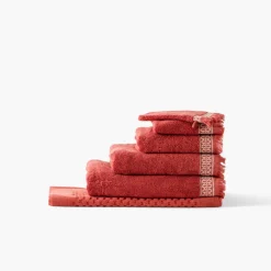 Serviettes De Toilette|Carré Blanc Serviette de toilette coton Villasol terracotta