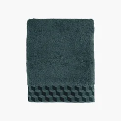 Serviettes De Toilette|Carré Blanc Serviette de toilette coton Cubes II vert cèdre