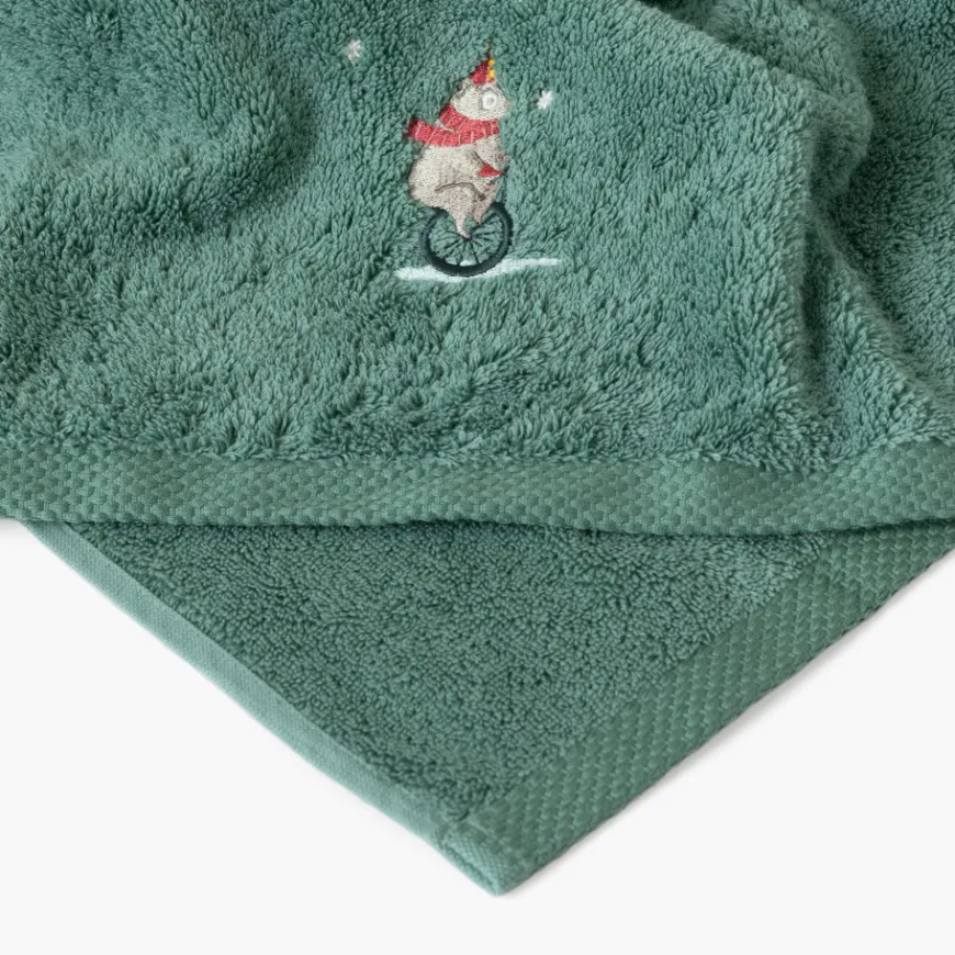 Serviettes De Toilette|Carré Blanc Serviette de toilette coton Féeries vert tendre
