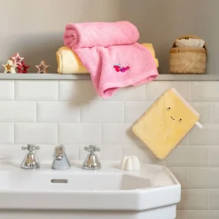 Serviettes De Toilette|Carré Blanc Serviette de toilette coton Smoothie citron