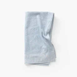 Serviettes De Toilette|Carré Blanc Serviette de toilette coton et viscose de bambou Equinoxe bleu givre