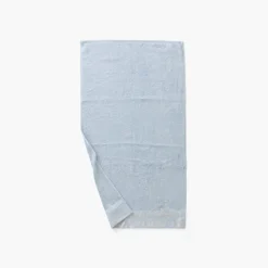 Serviettes De Toilette|Carré Blanc Serviette de toilette coton et viscose de bambou Equinoxe bleu givre