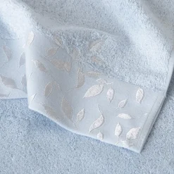 Serviettes De Toilette|Carré Blanc Serviette de toilette coton et viscose de bambou Equinoxe bleu givre