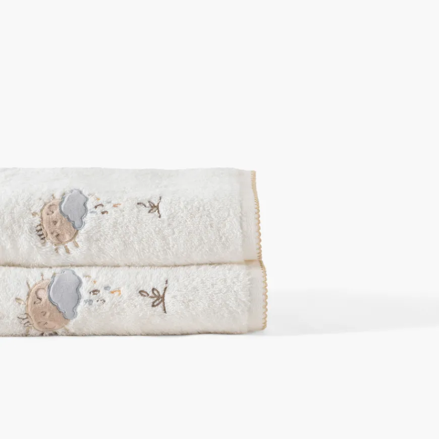 Serviettes De Toilette|Carré Blanc Serviette de toilette coton bio Bienvenue blanc