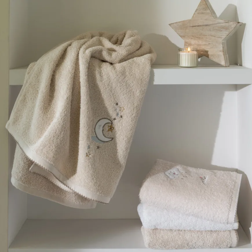 Serviettes De Toilette|Carré Blanc Serviette de toilette coton bio Bienvenue blanc