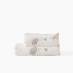 Serviettes De Toilette|Carré Blanc Serviette de toilette coton bio Bienvenue blanc