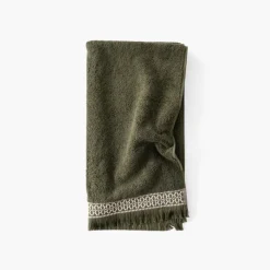 Serviettes De Toilette|Carré Blanc Serviette de toilette coton Villasol vert kaki