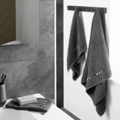 Coffrets Cadeaux|Serviettes De Toilette|Carré Blanc Serviette de toilette coton Dotsy charbon
