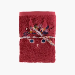 Serviettes De Toilette|Carré Blanc Serviette de toilette coton Kittyful cassis