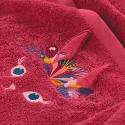 Serviettes De Toilette|Carré Blanc Serviette de toilette coton Kittyful cassis