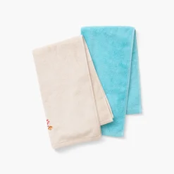 Serviettes De Toilette|Carré Blanc Serviette de toilette coton Récif lagon