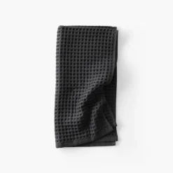 Serviettes De Toilette|Carré Blanc Serviette de toilette coton bio Quadro charbon