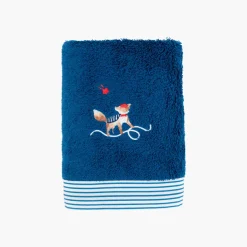 Serviettes De Toilette|Carré Blanc Serviette de toilette coton biologique Ptitchic indigo