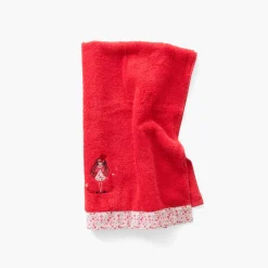 Serviettes De Toilette|Carré Blanc Serviette de toilette coton bio Mes rêves rouge tendre